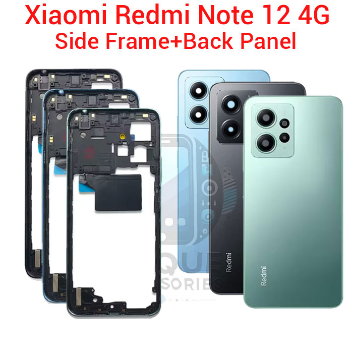 Xiaomi Redmi Note 12 4G Side Frame + Back Panel Housing + Camera Glass Back Shell