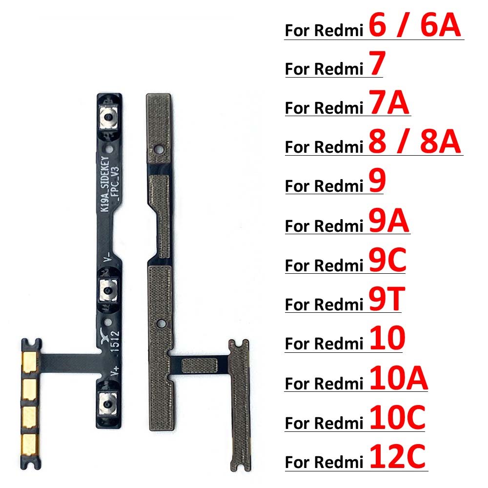 Redmi 6-12 Series Power On/Off Switch Button + Side Volume Up/Down Buttons Flex