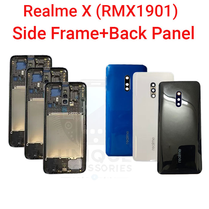 Realme X RMX1901 Side Frame + Back Panel Housing + Camera Glass Back Shell