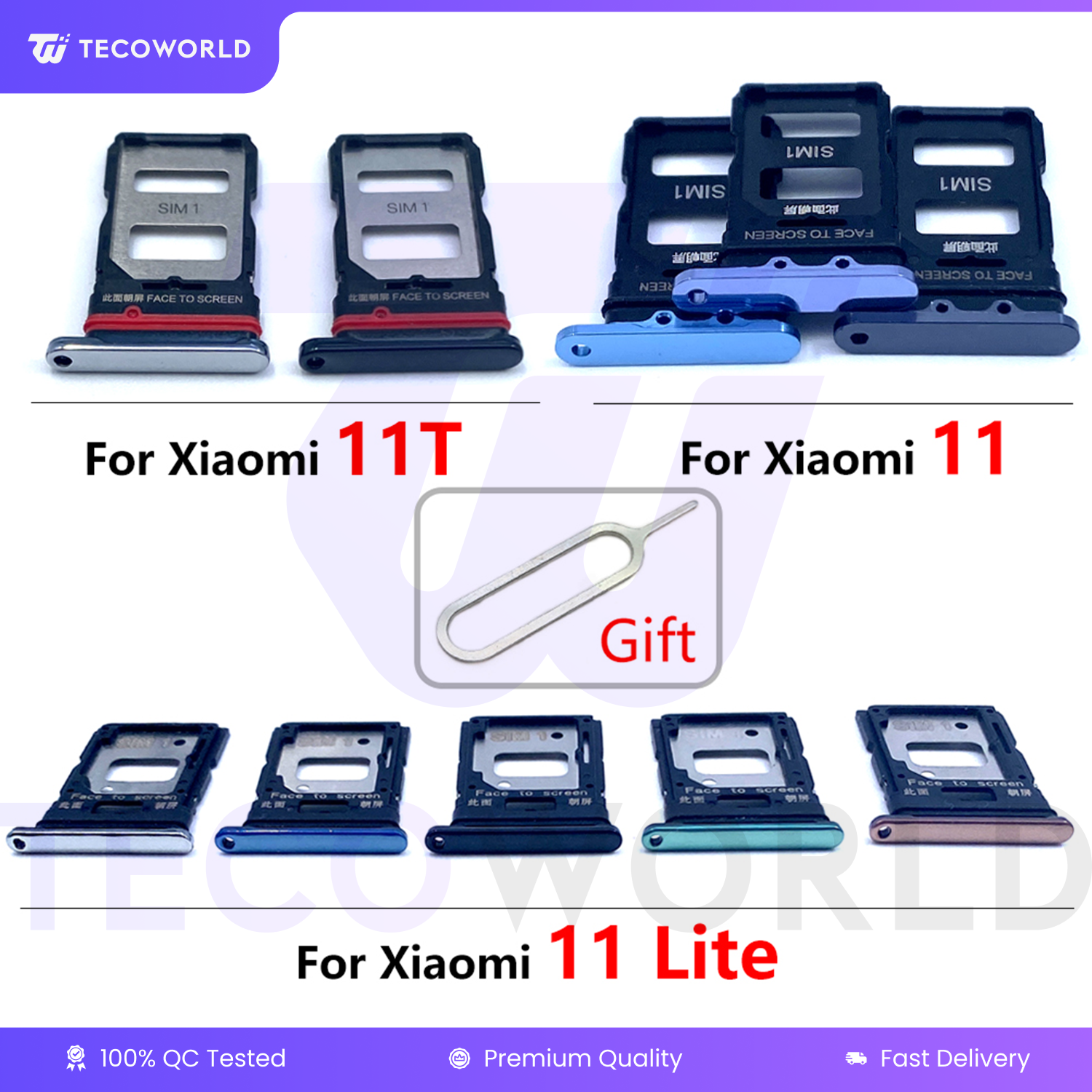Xiaomi Mi 11/Mi 11T/ Mi 11Lite Single / Dual Nano Sim Card Tray Holder Sim Adaptor