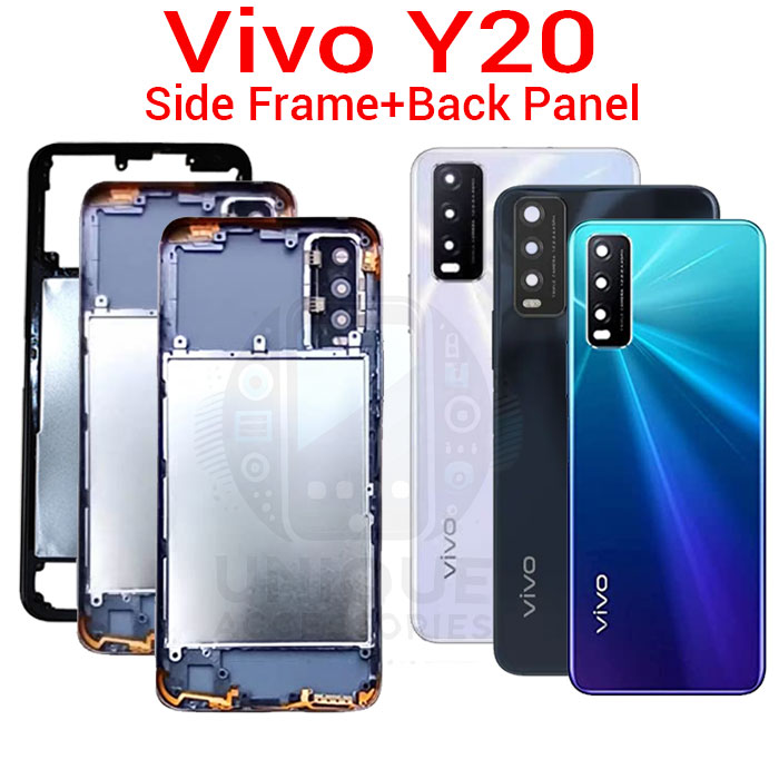Vivo Y20 V2029 Side Frame + Back Panel Housing + Camera Glass Back Shell Replacement