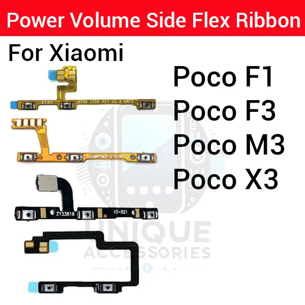 Xiaomi Poco F1 F3 X3 Power on / Off Switch Button Side Volume Up Down Buttons Flex Replacement Parts Price in Bangladesh - Mobile.com.bd