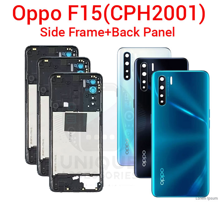 Oppo F15 CPH2001 Side Frame + Back Panel Housing + Camera Glass Back Shell