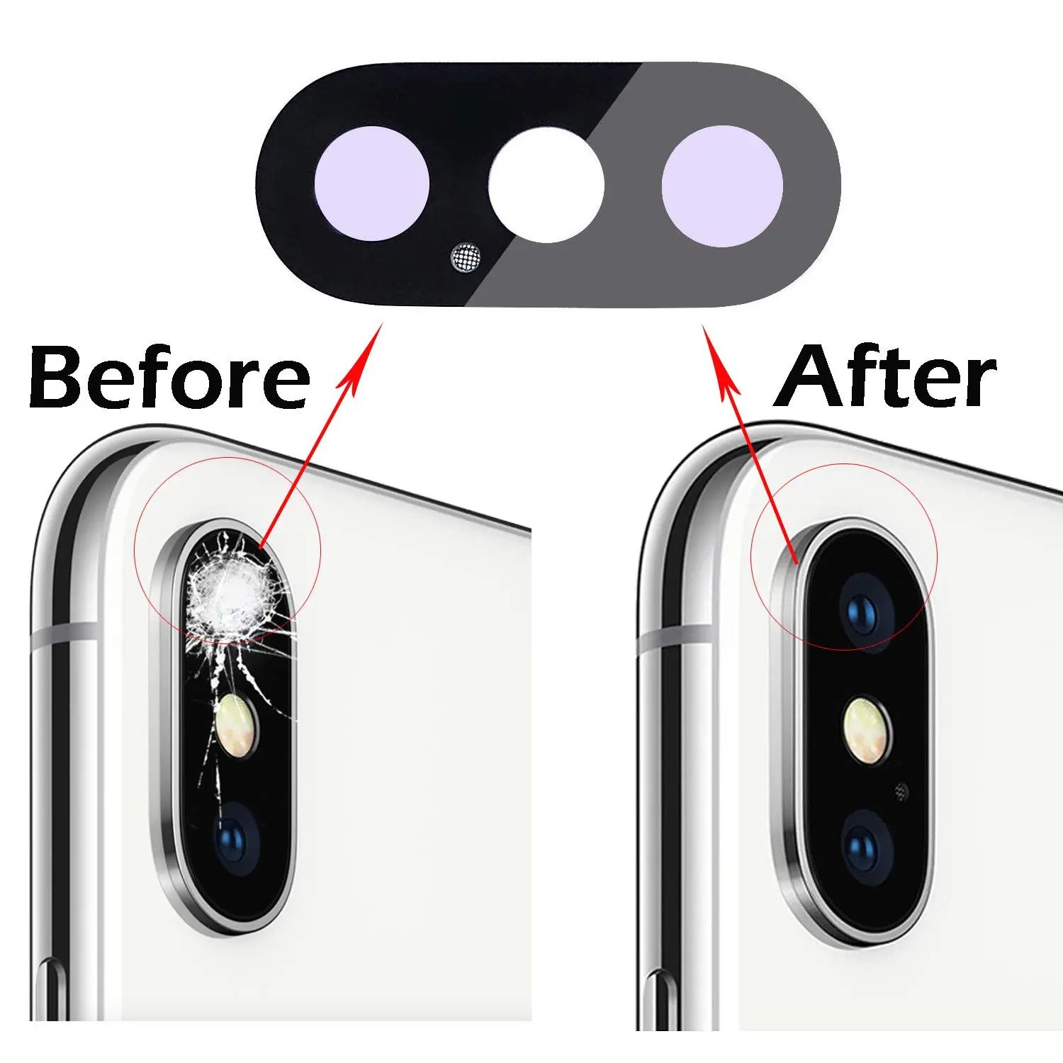 Back Rear Camera Glass Lens for iPhone X, XS, XS Max Camera Replacement Part