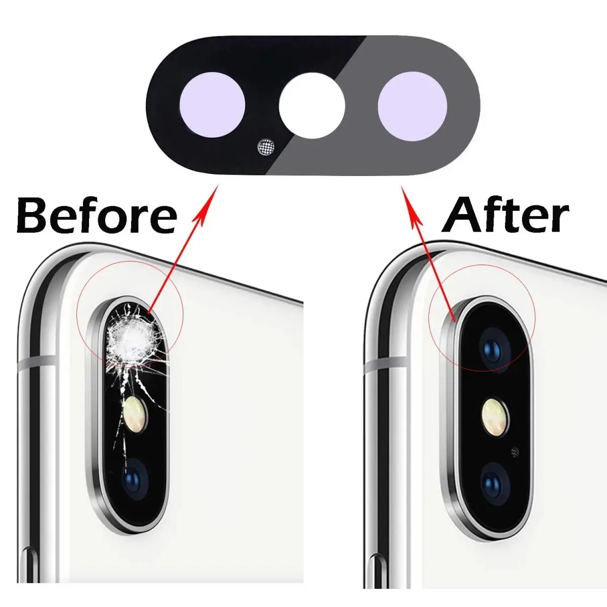 Iphone Back Rear Camera Glass Lens for iPhone X, XS, XS Max Camera Replacement Part Replacement Parts Price in Bangladesh - Mobile.com.bd