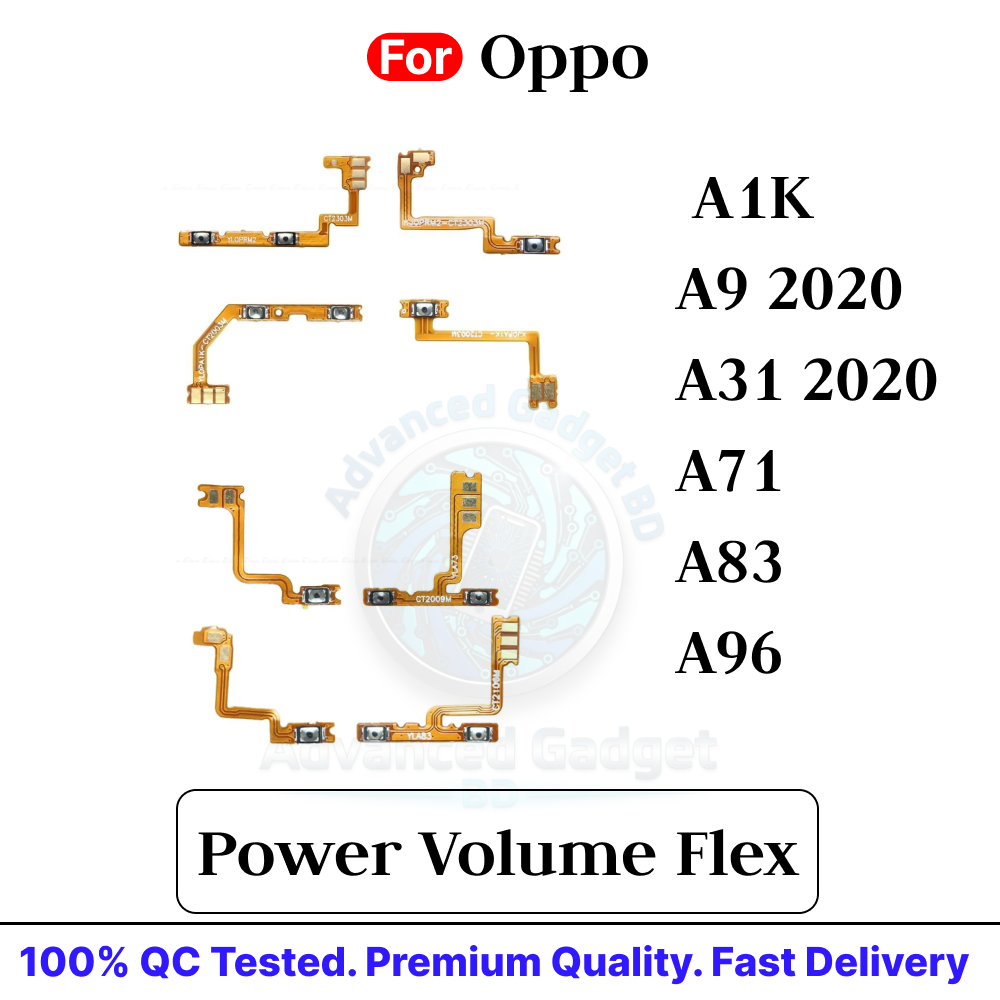 Oppo A1K A9 2020 A31 2020 A71 A83 A96 Power on / Off Switch Button Side Volume Up