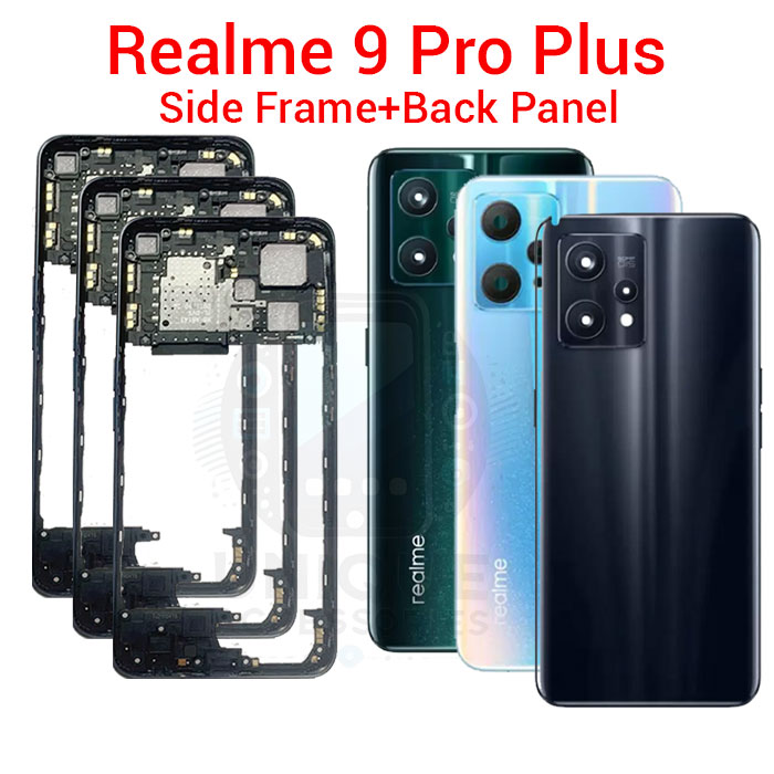 Realme 9 Pro Plus RMX3392 Side Frame + Back Panel Housing + Camera Glass Back Shell