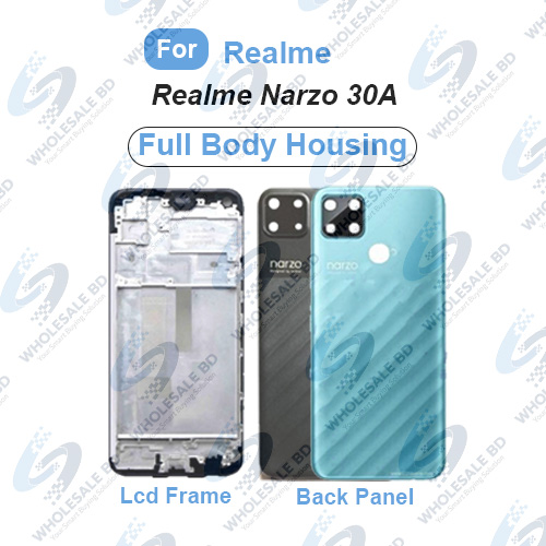 Realme Narzo 30A (Full Set) Back Panel/Backshell/ Casing + Lcd Frame + Camera Lens