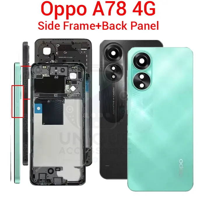 Oppo A78 4G Side Frame + Back Panel Housing + Camera Glass Back Shell Replacement Replacement Parts Price in Bangladesh - Mobile.com.bd