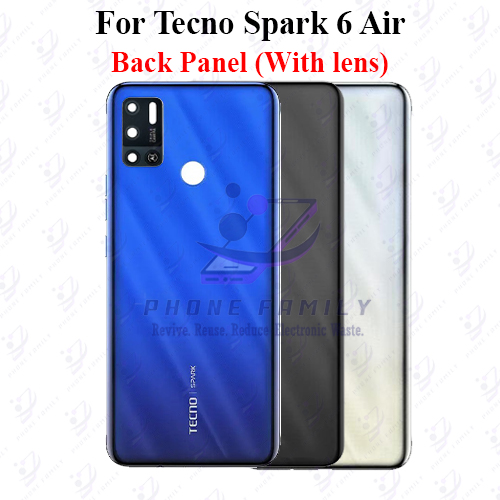 Tecno Spark 6 Air KE6 Back Panel/Backshell/ Casing +Camera Lens+ Side Button With
