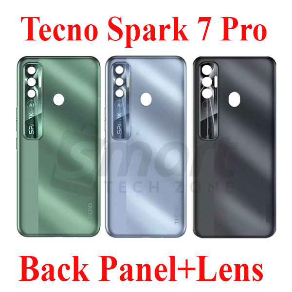 Tecno Spark 7 Pro KF6 Back Panel/Backshell/ Casing + With Camera Lens + Side Buttons