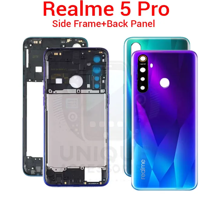 Realme 5 Pro RMX1971 RMX1973 Side Frame + Back Panel Housing + Camera Glass Back Replacement Parts Price in Bangladesh - Mobile.com.bd