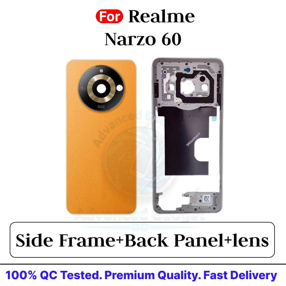 Realme Narzo 60 Side Frame + Back Panel Housing + Camera Glass Back Shell