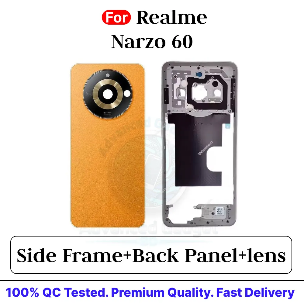 Realme Narzo 60 Side Frame + Back Panel Housing + Camera Glass Back Shell Replacement Parts Price in Bangladesh - Mobile.com.bd