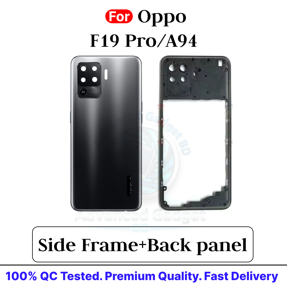Oppo F19 Pro/ A94 Side Frame + Back Panel Housing + Camera Glass Back Shell