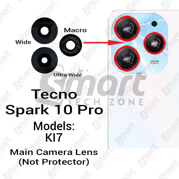 Tecno Camera Main Glass Lens for Tecno Spark 10 Pro KI7 Replacement Part (Not Tempered Replacement Parts Price in Bangladesh - Mobile.com.bd