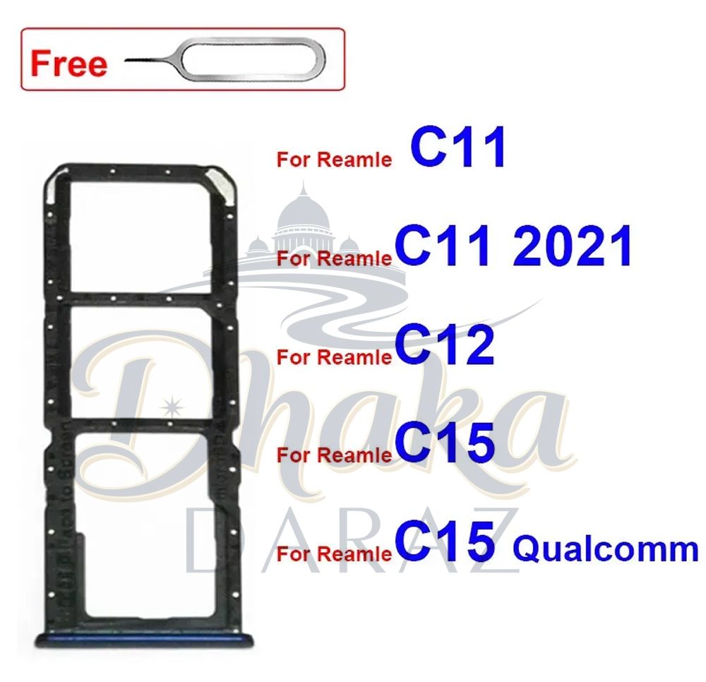 Realme C11 C12 C15 Sim Tray Micro SD Card Slot with Sim Ejector Pin Replacement Part