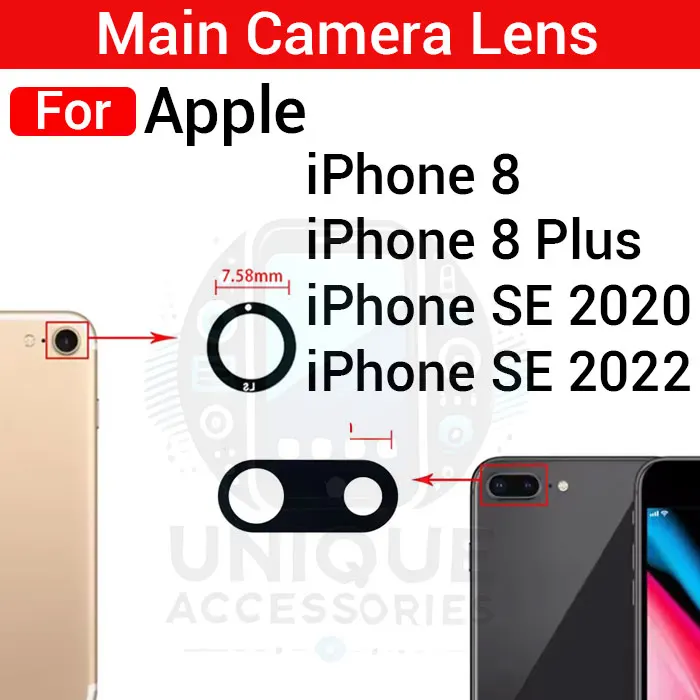 Apple Camera Main Glass Lens for Apple iPhone 8 8 Plus SE 2020 2022 Replacement Part (Not Replacement Parts Price in Bangladesh - Mobile.com.bd