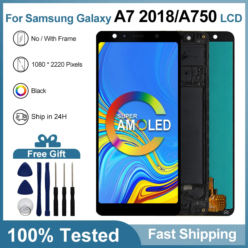 Super Amoled For A750 LCD Display Touch Screen Replace For A7 (2018) SM-A750F A750FN