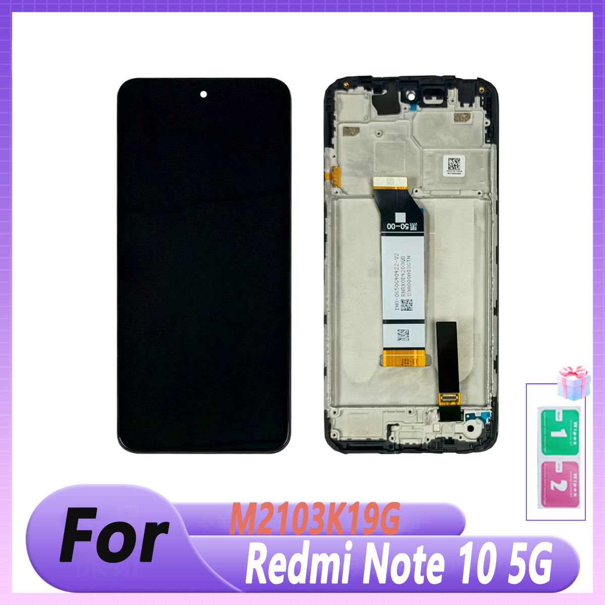 Redmi Note 10 5G LCD Display Touch Screen Digitizer Frame Parts For Redmi Note 10 5G