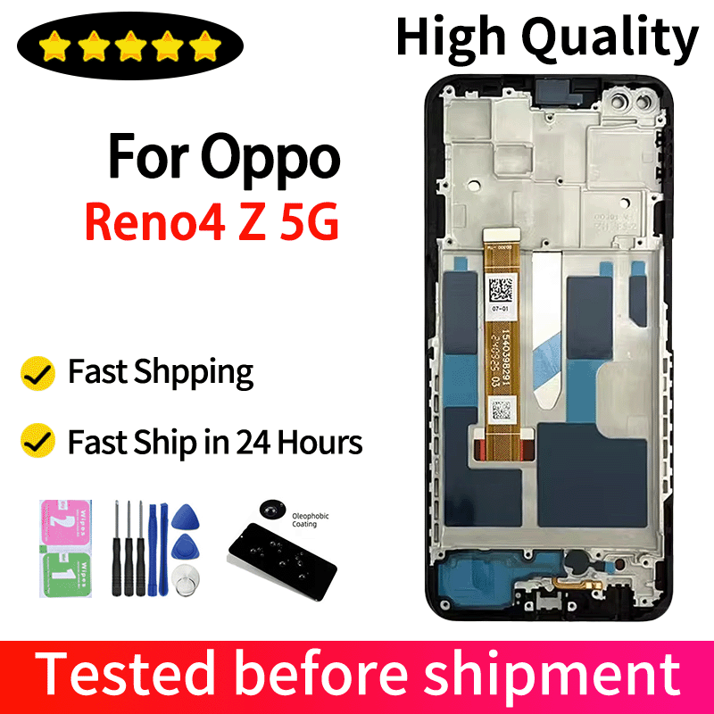 Reno 4Z 5G Display For Reno4 Z 5G LCD Display Screen Frame+Touch Panel Digitizer For