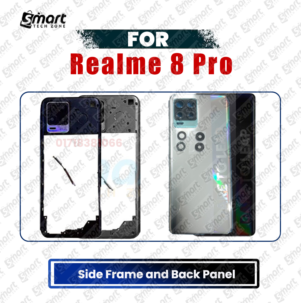 Realme For Realme 8 4G Side Frame and Back Panel Housing With Camera Glass (Without LCD Frame And Sim Tray) Replacement Parts Price in Bangladesh - Mobile.com.bd
