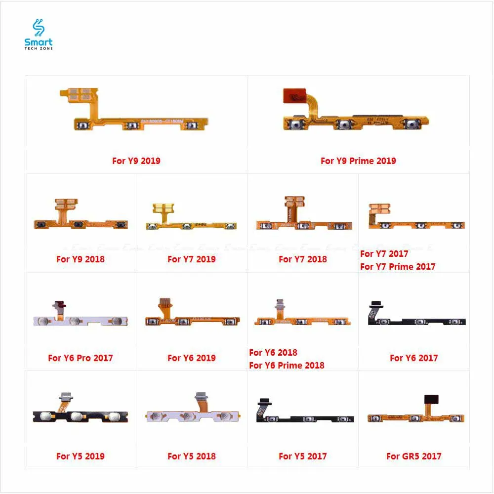 Huawei Y9 Y7 Y6 Pro Y5 Prime Lite GR5 2017 2018 2019 On Off Key Ribbon Power Switch Volume Button Flex Replacement Part - Price in Bangladesh