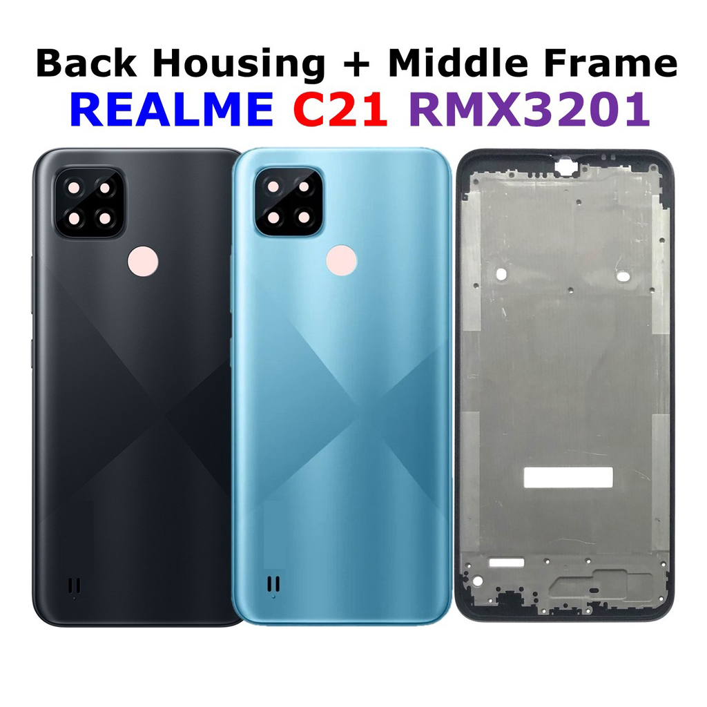 Relame C21 2021 RMX3201 - Full Body Housing With Middle Frame & On Off Volume Buttons Replacement Parts Price in Bangladesh - Mobile.com.bd