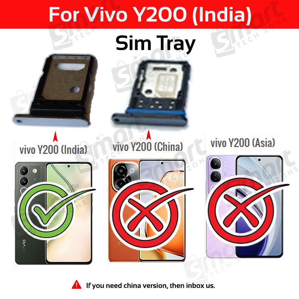 Vivo Sim Tray SD Card Tray Holder Card Compatible with Vivo Y200 (Indian Version) With Sim Ejector Pin Replacement Part Replacement Parts Price in Bangladesh - Mobile.com.bd