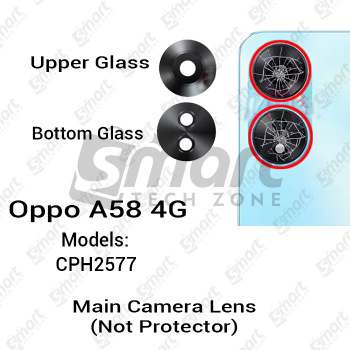 OPPO Camera Main Glass Lens for Oppo A58 4G (CPH2577) Replacement Part (Not Tempered Camera Glass Protector) Replacement Parts Price in Bangladesh - Mobile.com.bd