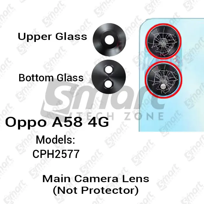 OPPO Camera Main Glass Lens for Oppo A58 4G (CPH2577) Replacement Part (Not Tempered Camera Glass Protector) Replacement Parts Price in Bangladesh - Mobile.com.bd