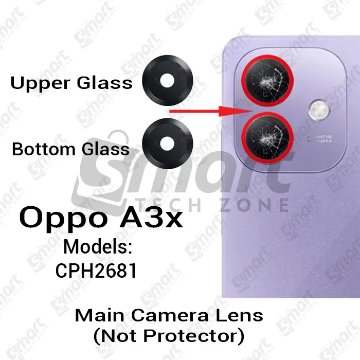 OPPO Camera Main Glass Lens for Oppo A3x (CPH2681) Replacement Part (Not Tempered Camera Glass Protector) Replacement Parts Price in Bangladesh - Mobile.com.bd