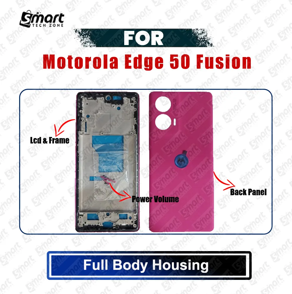 Motorola Full Body Housing Set for Motorola Edge 50 Fusion (XT2429-1) Includes Front LCD Frame, Middle Bezel, Back Panel and Power Volume Outside Key Replacement Parts Price in Bangladesh - Mobile.com.bd