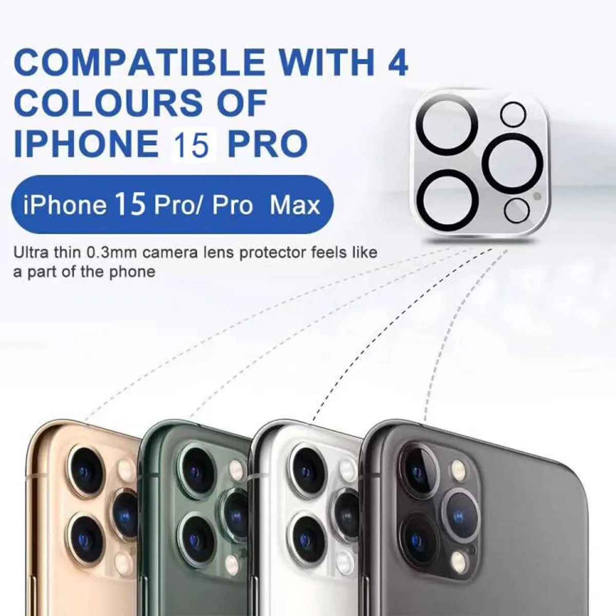 Camera Glass Lens Cover Tempered Glass Protector for iPhone 15 Pro/ iPhone 15 Pro Max Screen Protectors Price in Bangladesh - Mobile.com.bd
