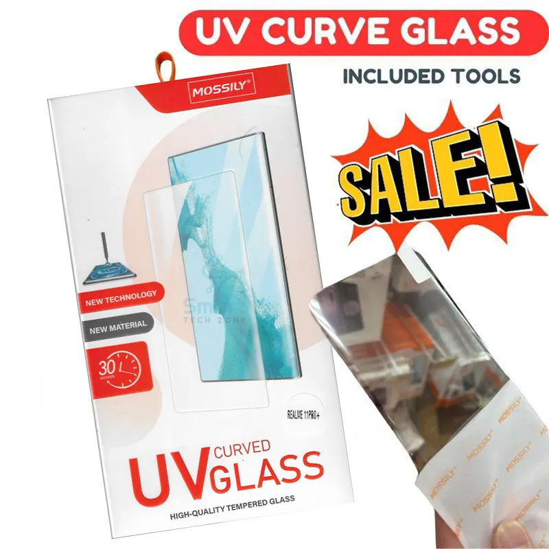 MOSSILY UV Curved Screen Tempered Glass Film Protector for Realme 11 Pro/Realme 11 Pro Plus Screen Protectors Price in Bangladesh - Mobile.com.bd