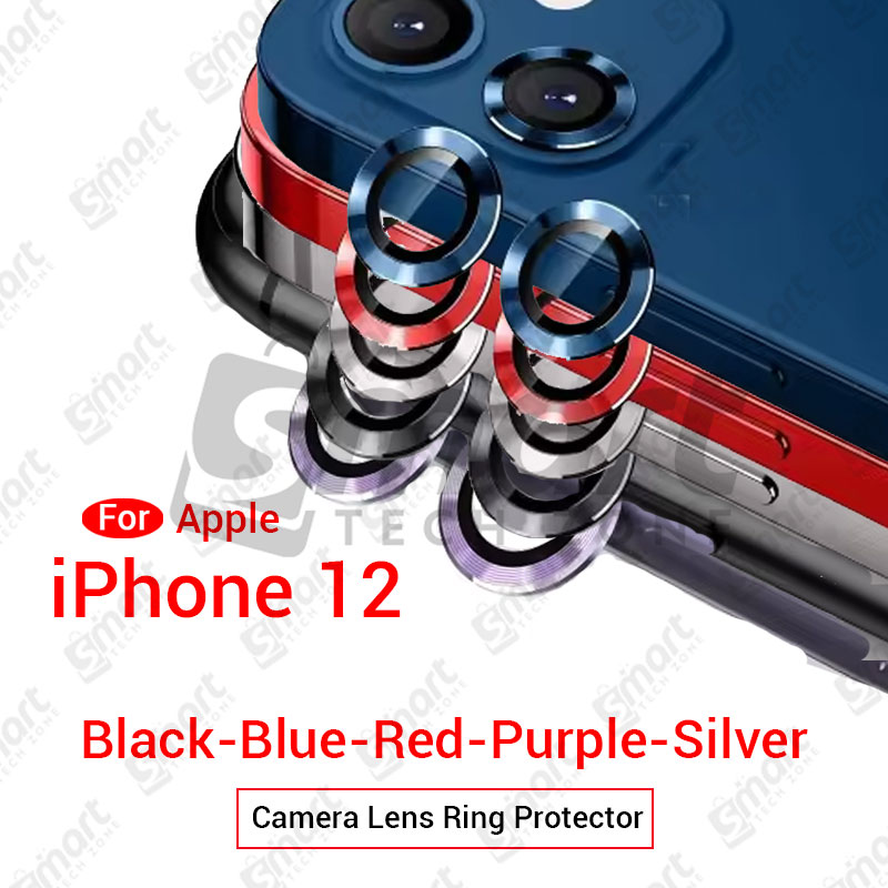 For Apple iPhone 12 All Colour Camera Protector Metal Ring Tempered Glass Camera Lens Protector Screen Protectors Price in Bangladesh - Mobile.com.bd