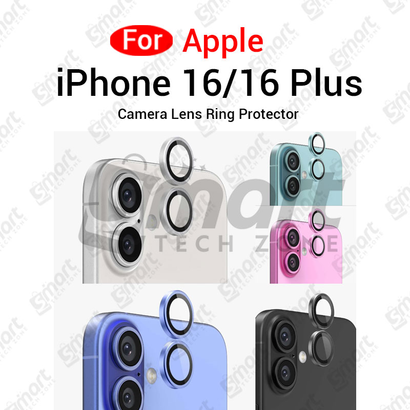 For Apple iPhone 16 16 Plus All Colour Camera Protector Metal Ring Tempered Glass Camera Lens Protector Screen Protectors Price in Bangladesh - Mobile.com.bd