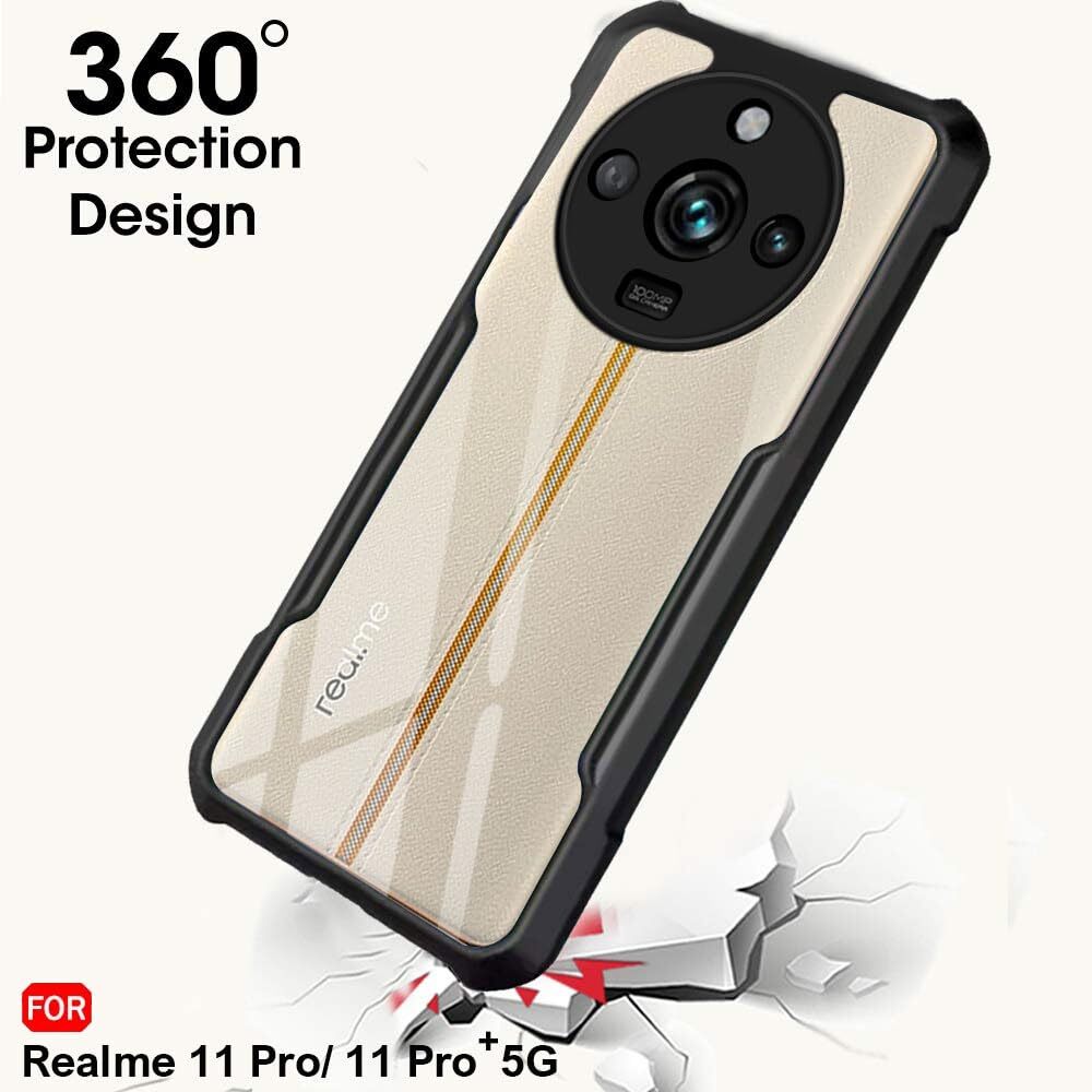 For Realme 11 Pro / Realme 11 Pro Plus-Reinforced Cushion Back Clear Hybrid Transparent Hard Cover Casing Case & Cover Price in Bangladesh - Mobile.com.bd