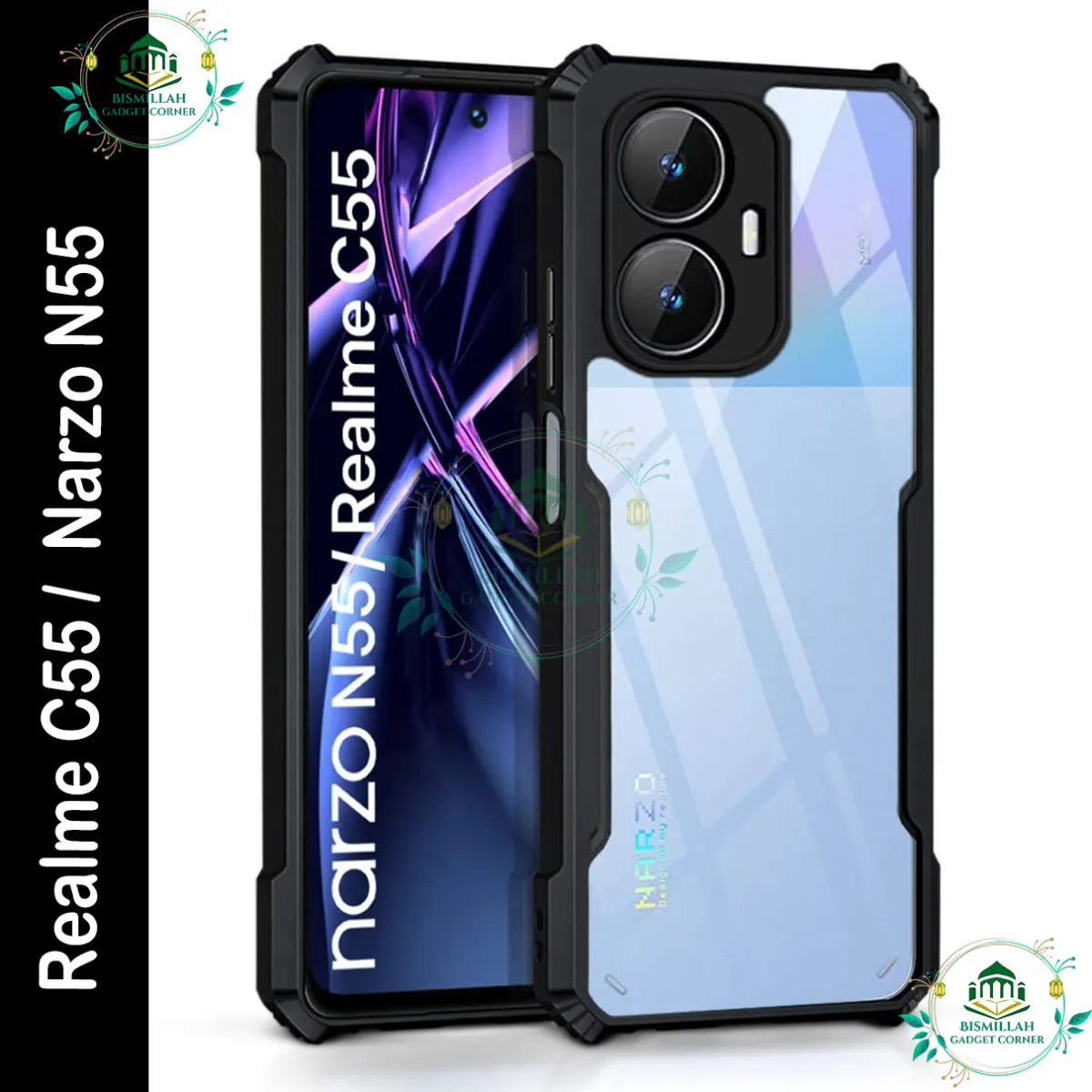 Xundd Back Cover for Realme C55 /  Narzo N55 Transparent Hybrid Hard PC Back Bumper