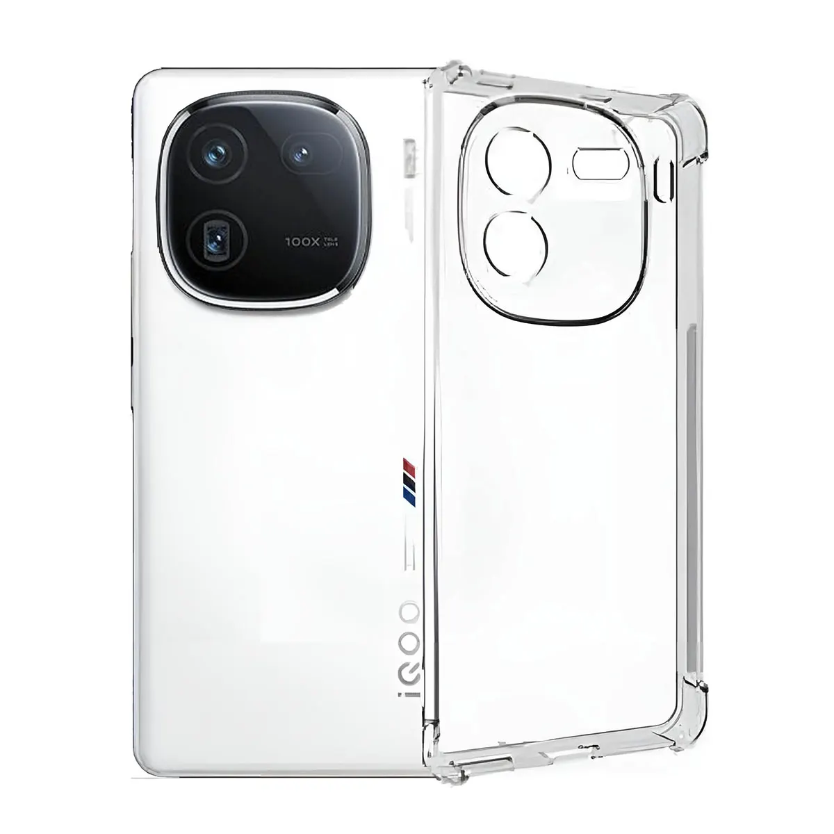 Shockproof & Transparent Crystal Clear Back Cover Case / Matte Protective Lens Flexible Back Cover for Vivo iQOO 12 5G | Slim Silicone Cover with Soft Lining Shockproof Full Body Bumper Case