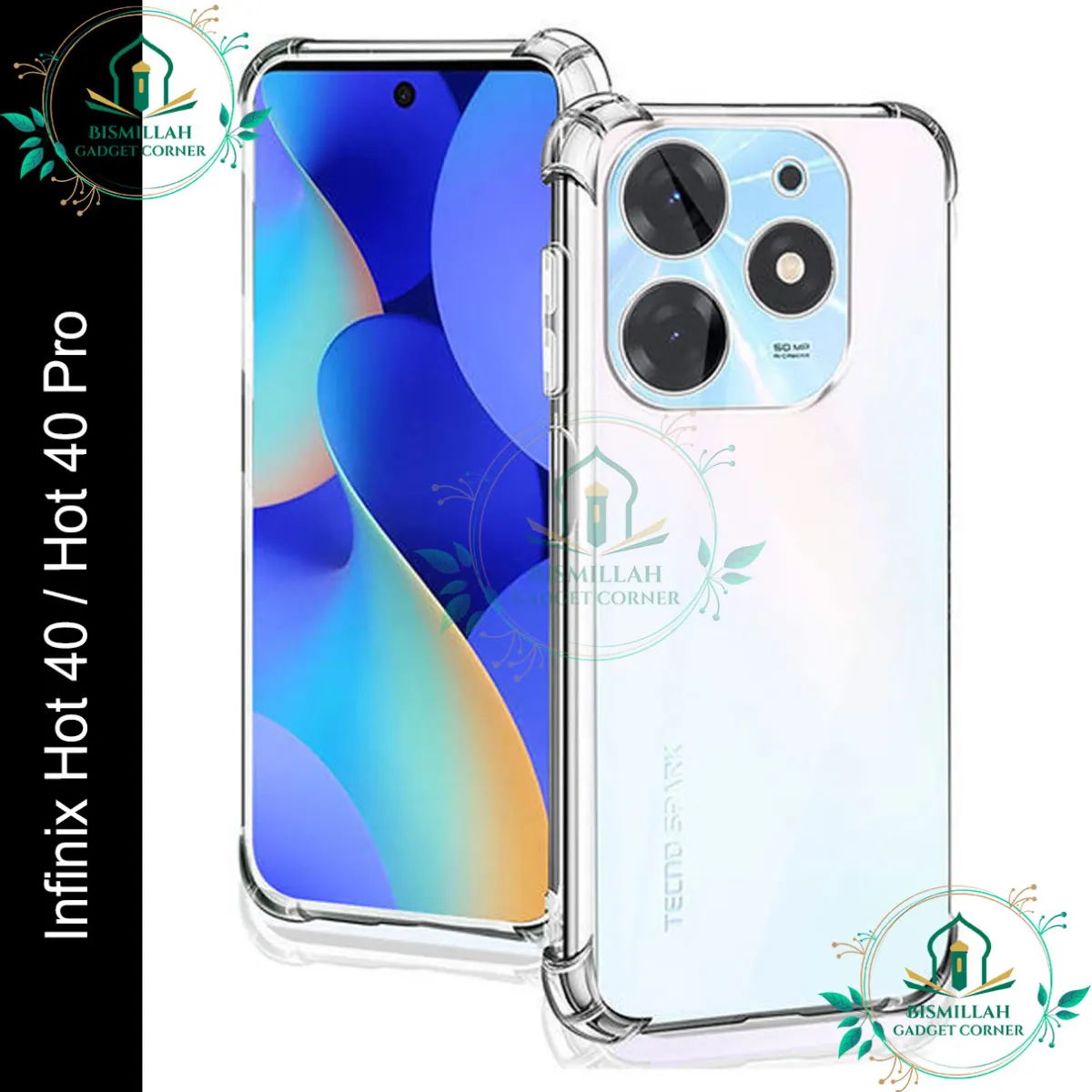 Original Transparent back cover For Infinix Hot 40 / Infinix Hot 40 Pro Luxury transparent Protect Back Cover Soft Case