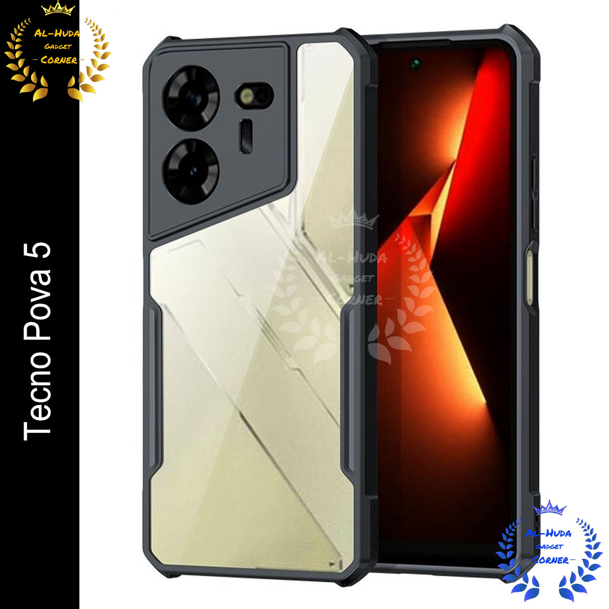 Xundd Back Cover for Tecno Pova 5 Transparent Hybrid Hard PC Back Bumper (Best Quality) Silicone Phone Cases Price in Bangladesh - Mobile.com.bd