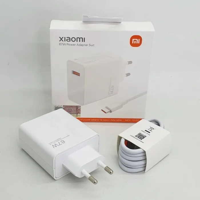 Original Xiaomi 67W Fast Charger and 6A USB Type C Charging Cable Set Wall Charger Single USB-A Port Power Adapter Charging for Xiaomi