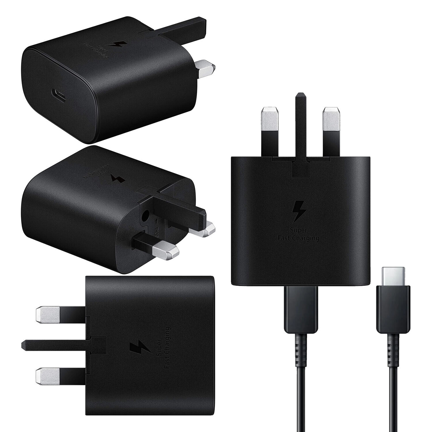 Original  Samsung 25W Super fast  charger 25W Travel Adapter 3pin with USB Type-C To Type-C Cable Silicone Phone Cases Price in Bangladesh - Mobile.com.bd