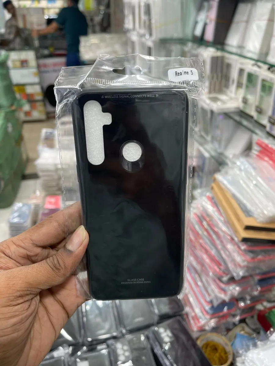 Tempered Glass Cover For Realme 5 Mobile Back Cover Full Protection With Tempered Glass