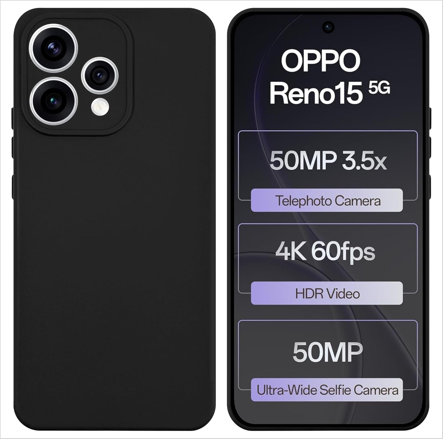 Premium Liquid Silicone Cover for Oppo Reno 15 5G Back Cover with full camera protection Silicone Phone Cases Price in Bangladesh - Mobile.com.bd