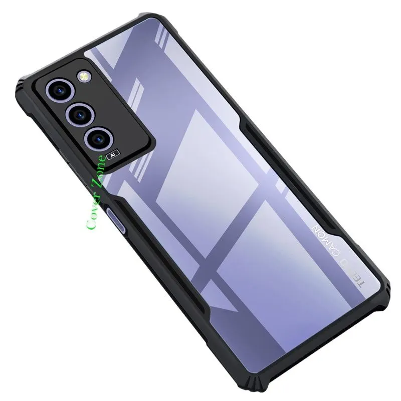 Xundd Back Cover for Tecno camon 18 Transparent Hybrid Hard PC Back Bumper