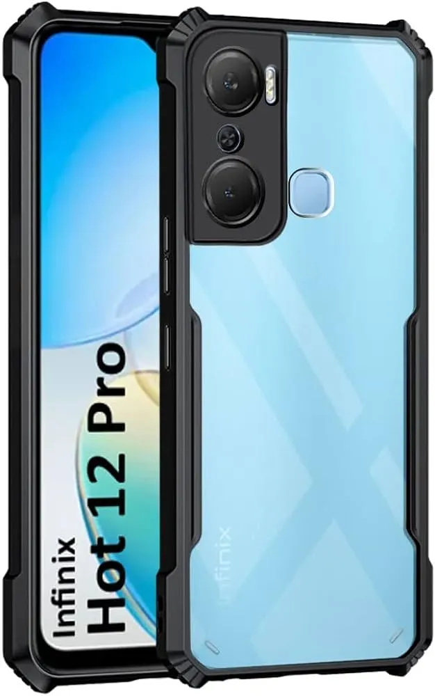 Xundd Back Cover for Infinix Hot 12 Pro 4G Transparent Hybrid Hard PC Back Bumper