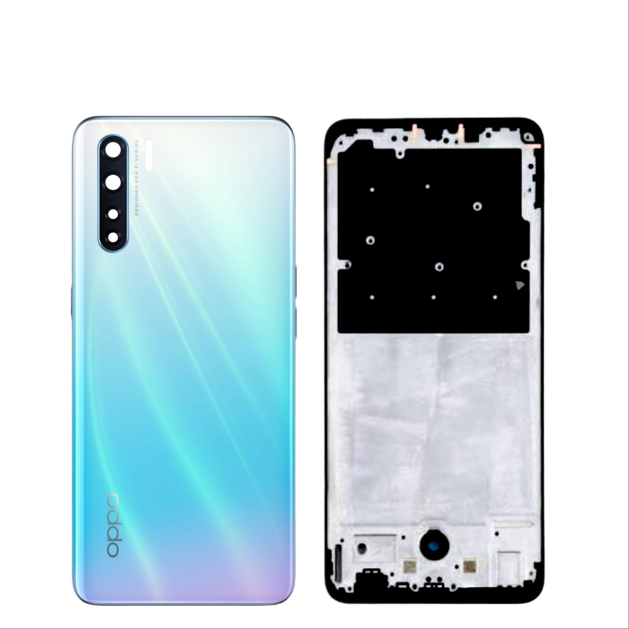 Oppo F15 Housing Middle Frame With Side Button and Camera Lens Complete Body Casing Replacement For Oppo F15 Full Body Casing Price in Bangladesh - Mobile.com.bd