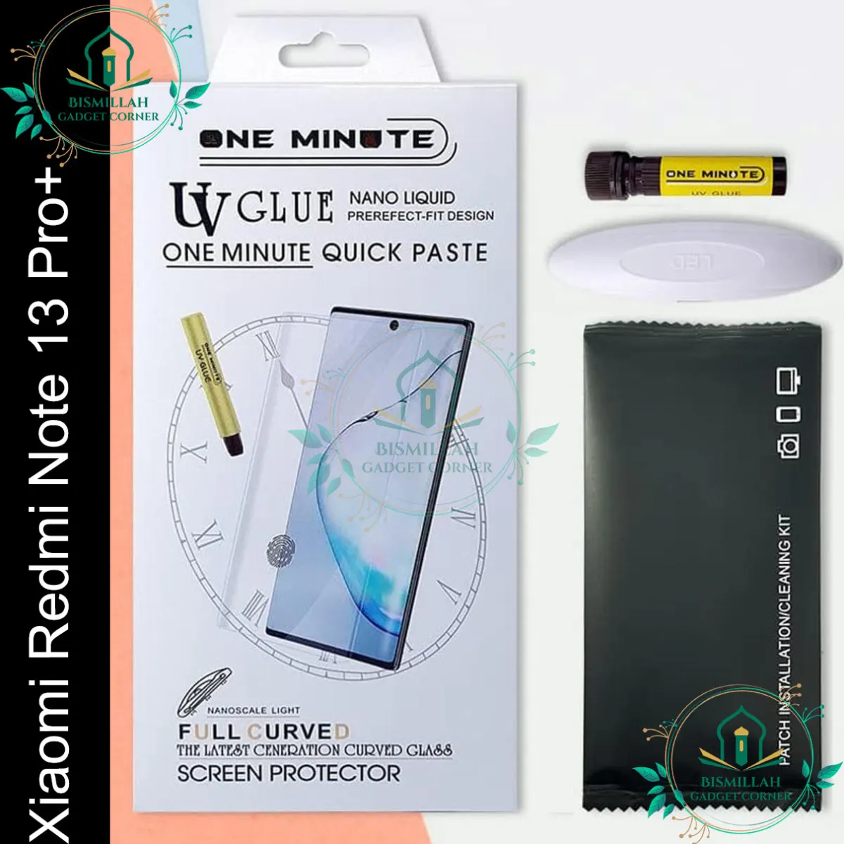 High Quality Premium UV Tempered Glass For Xiaomi Redmi Note 13 Pro+ / Xiaomi Redmi Note 13 Pro plus Screen Protector Curved with Liquid Glue and UV Light -Transparent Clear - Price in Bangladesh
